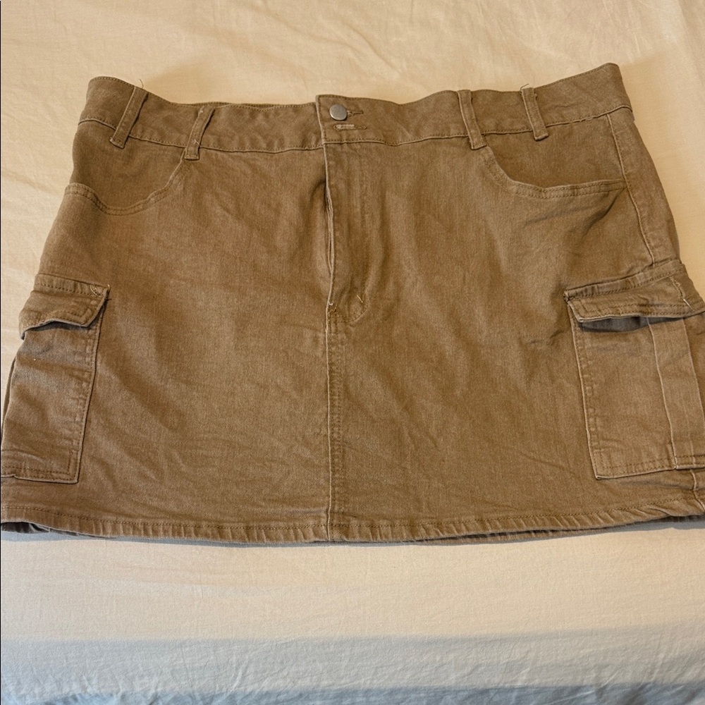 Tan Cargo Mini Skirt
